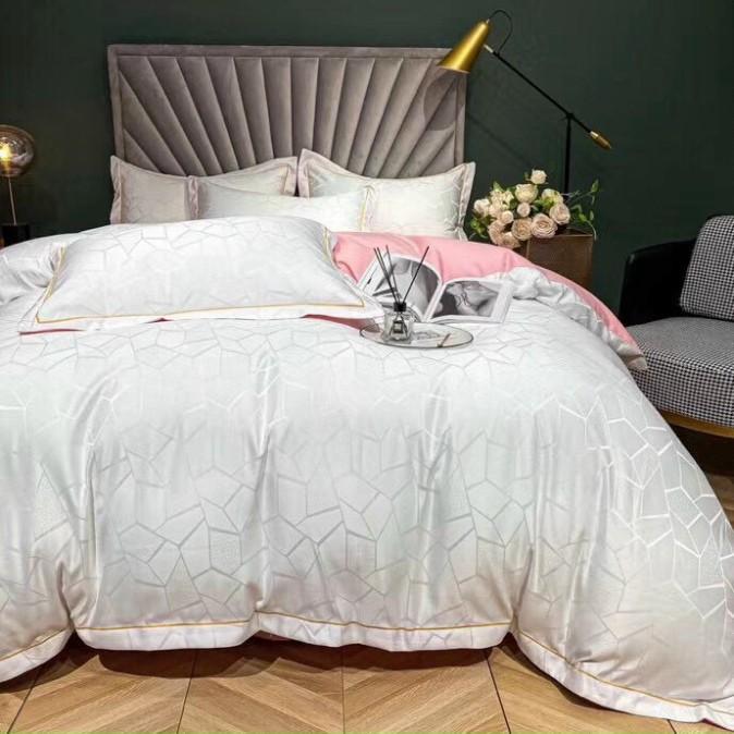 Bộ 5 Món Chăn Ga Gối Cotton Lụa Xuất Nhật 100% Cao Cấp Êm Ái Mềm Mại LAN PHAM BEDDING - Trắng