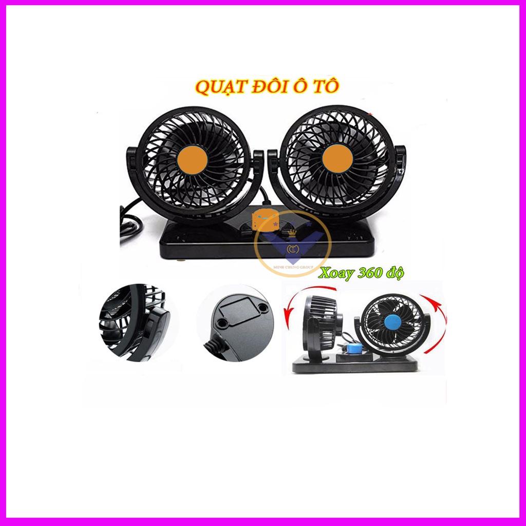 Quạt Đôi Mini Tiện Ích 360 Độ Để Trong Ô Tô, Để Bàn Làm Việc