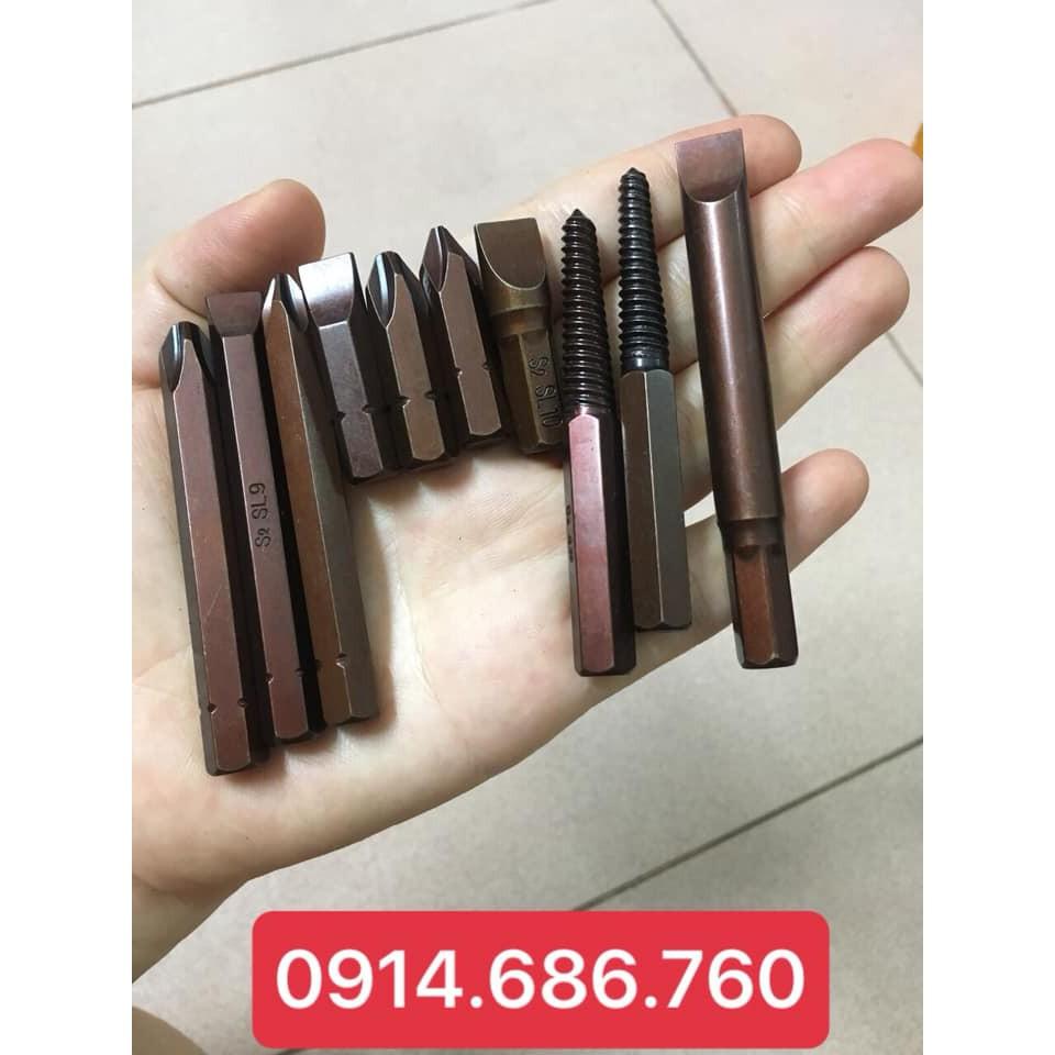 Bộ 10 mũi vít đóng bằng ĐỒNG rắn chắc, KHÔNG GÃY gỉ, toét đầu mũi