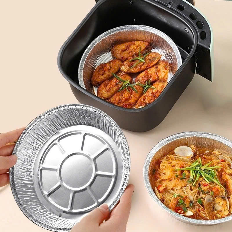 COMBO 20 Đĩa Giấy Bạc Lót Nồi Chiên Không Dầu, Khay Bạc Nướng Thực Phẩm 22cm