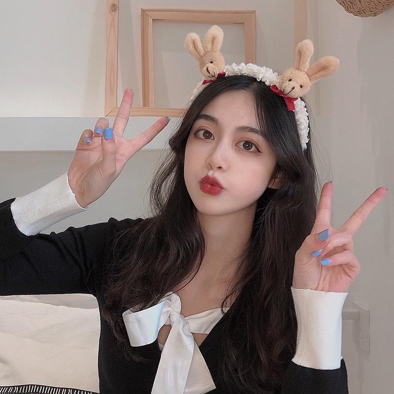 Bờm Hoa, Băng Đô Rửa Mặt thỏ có nơ Hàn Quốc cute PT08