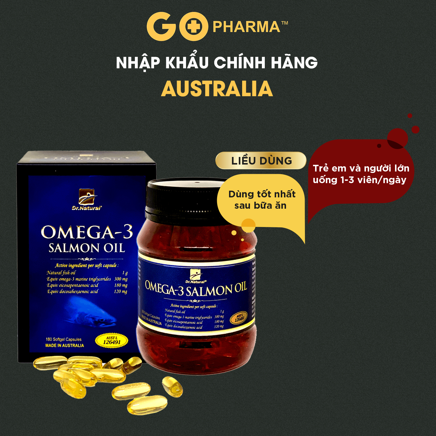Viên Uống Omega 3 Dầu Cá Hồi Úc Dr Natural Salmon Oil 1000mg
