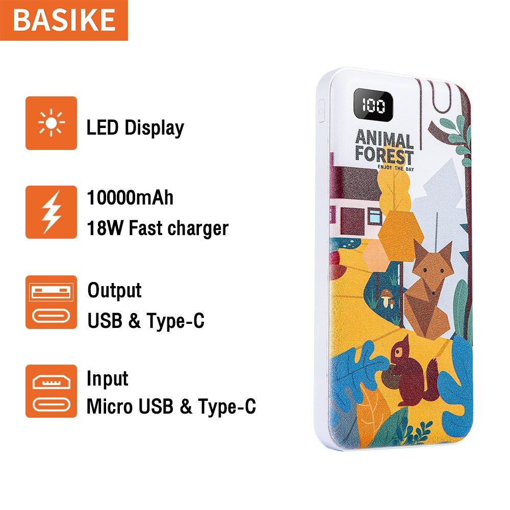 Sạc Dự Phòng 10000mah BASIKE PD18W USB-C Sạc Nhanh Cho iPhone Samsung HUAWEI OPPO-Hàng chính hãng