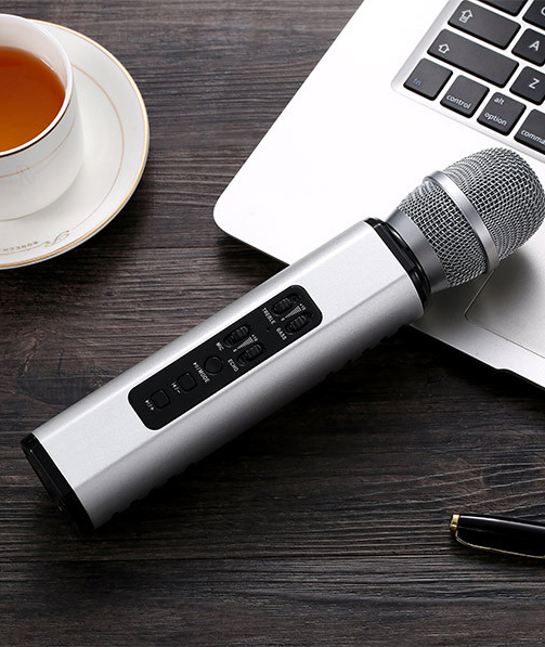 Micro hát Karaoke kiêm Loa Bluetooth âm thanh chất lượng cao - KTV K6 (Màu Đen)