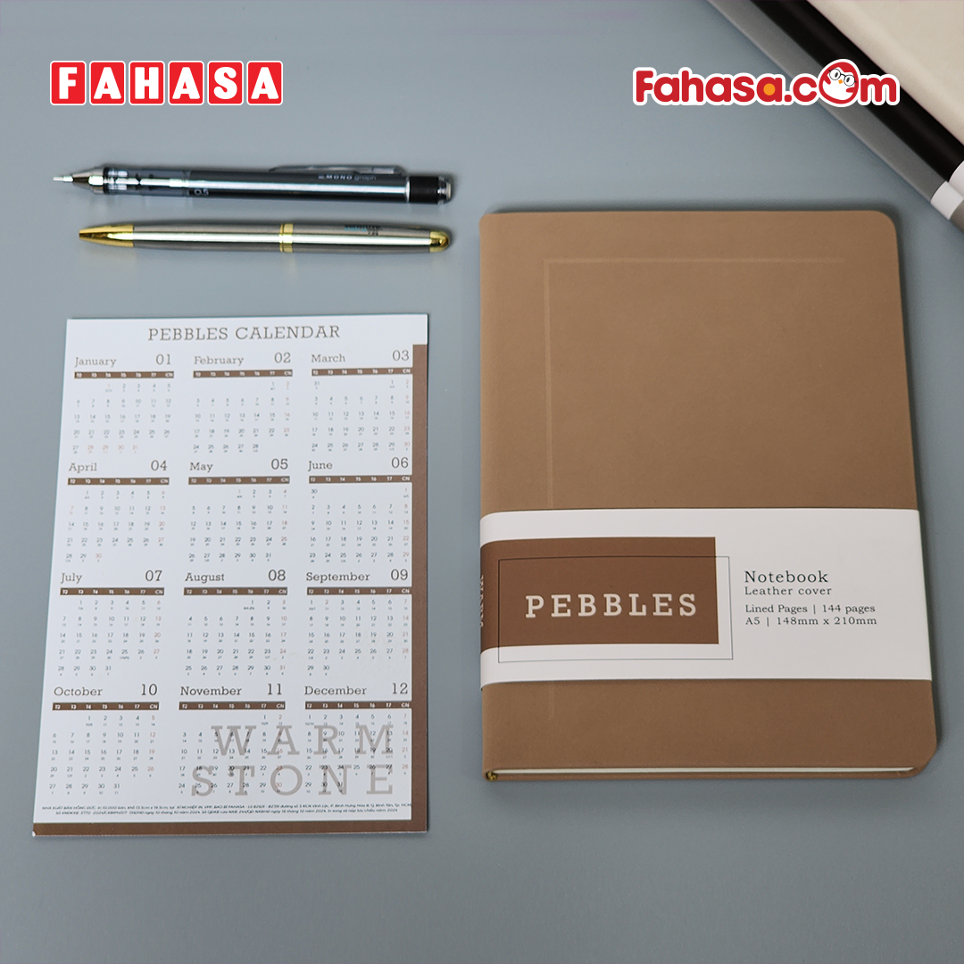 Sổ Bìa Da Pebbles A5 - Kẻ Ngang - 144 Trang 100gsm - The Sun - Warm Stone