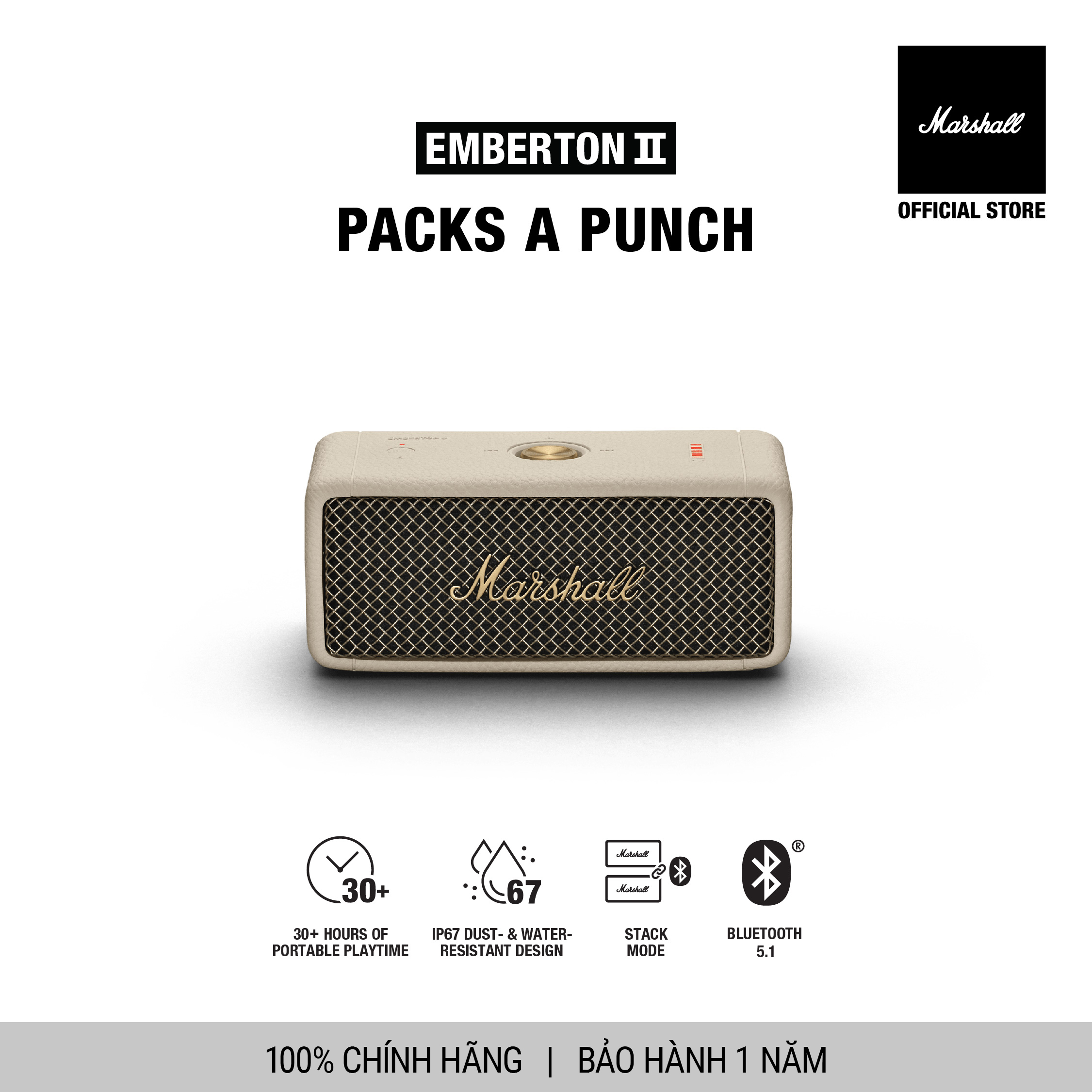 Loa Bluetooth Marshall Emberton II Portable - Hàng chính hãng