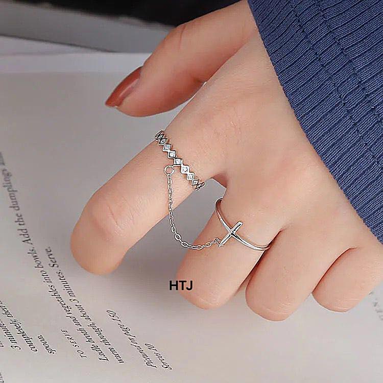 Nhẫn nữ đeo 2 ngón chất liệu bạc s925 MS06b