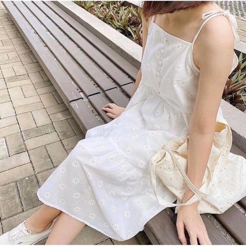 Váy 2 Dây Hoa Nhí Tiểu Thư Đầm Hai Dây Nữ Dáng Suông Siêu Xinh Kèm Ảnh Thật