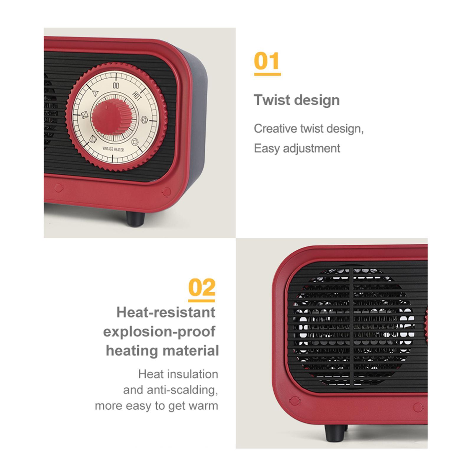 Warm Air Blower Space Heater Portable Retro for Bedroom Winter Room