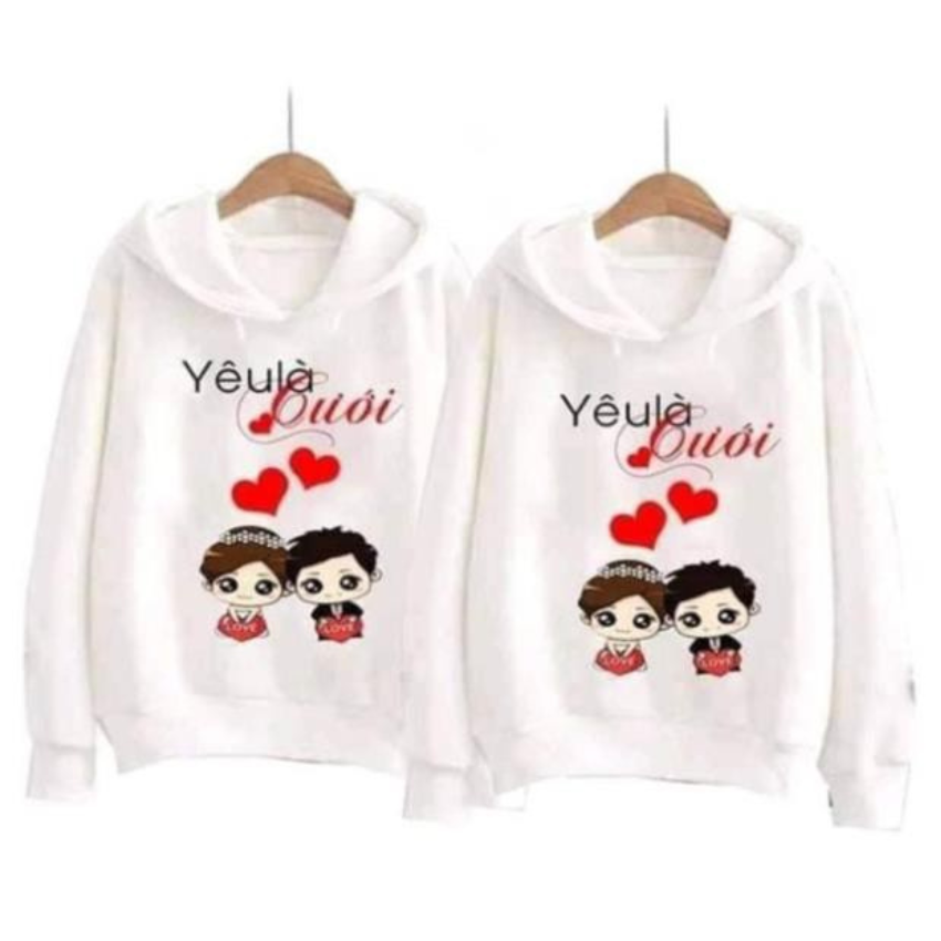 Áo Đôi, Đồ Đôi Với Người Yêu Đi Chơi MM12, Áo Nỉ Nam Nữ Có Mũ In Yêu Là Cưới ý Nghĩa