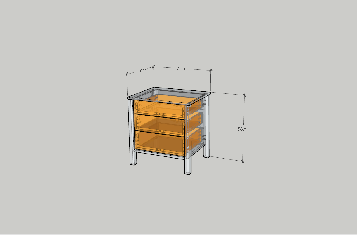 HAPPY FURNITURE , Táp đầu giường 3 ngăn kéo - MOKA , THK_244 , 55cm x 45cm x 58cm DxRxC