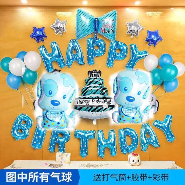 Set bong bóng happy birthday bé cún/ năm tuất