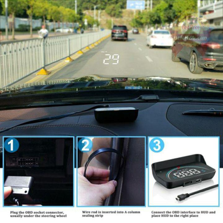 Màn hình hắt kính HUD M8 hiển thị tốc độ và cảnh báo ô tô xe hơi cắm cổng OBD2