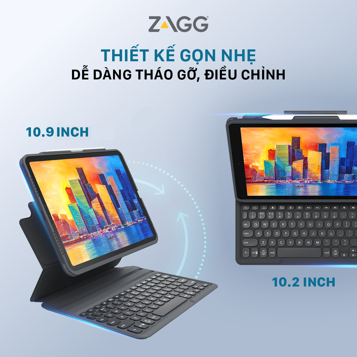 Hình ảnh Ốp lưng  kèm bàn phím  dành cho ZAGG Keyboard Pro Keys iPad 10.2 inch - Black/Gray-UK - 103407134 - Hàng chính hãng