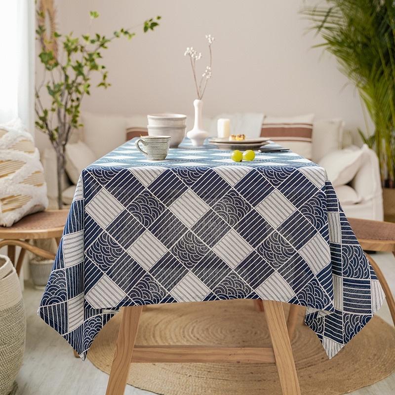 Khăn Trải Bàn Vải Canvas Sọc Caro, Họa Tiết Đơn Giản, Vintage. Thảm Trải Picnic