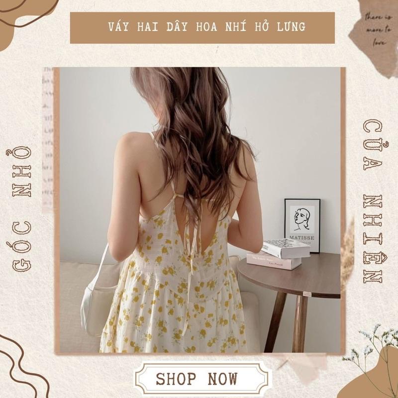 Váy Đầm Maxi Hai Dây Hở Lưng Hoa Nhí Đi Biển Xinh Tặng Kèm Scrunchie (ẢNH THẬT+VIDEO)