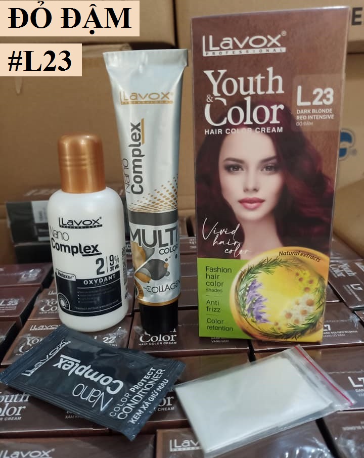 (Đỏ Đậm - L23) Kem Nhuộm Tóc Màu Thời Trang Lavox Youth&amp;Color L23 - Màu Đỏ Đậm