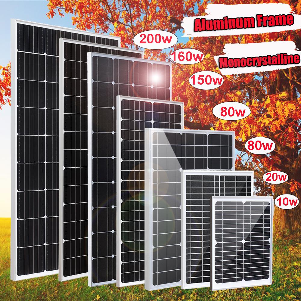 Bảng điều khiển năng lượng mặt trời 400w 200w 300w 150w 80w Bộ sạc pin 12v hệ thống pin mặt trời đơn tinh thể bằng kính cứng cho cắm trại trên thuyền ô tô tại nhà Màu sắc: 10w 12v 10A
