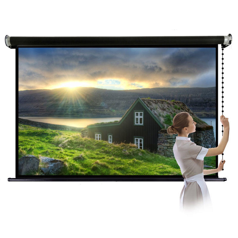 Màn chiếu treo tường Prima kéo dây chuỗi hạt pha lê (dạng rèm) tỉ lệ 16:9 và 4:3 kích thước 60–100 inch ,Dùng cho máy chiếu mini &amp; văn phòng - Hàng nhập khẩu