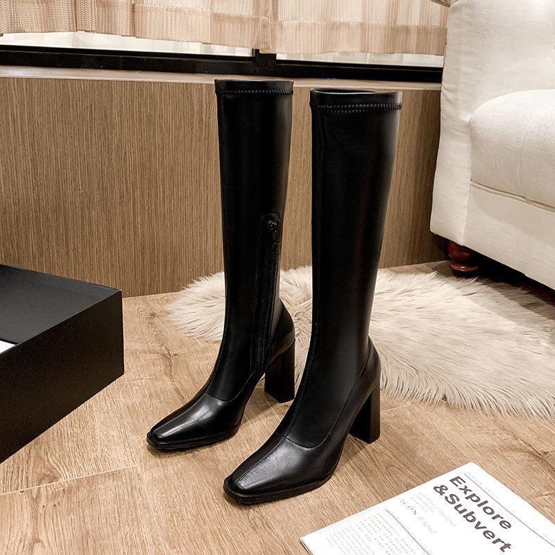 Bốt nữ LeMonn Boots cao cổ đùi da mềm khóa giữa độc lạ cá tính