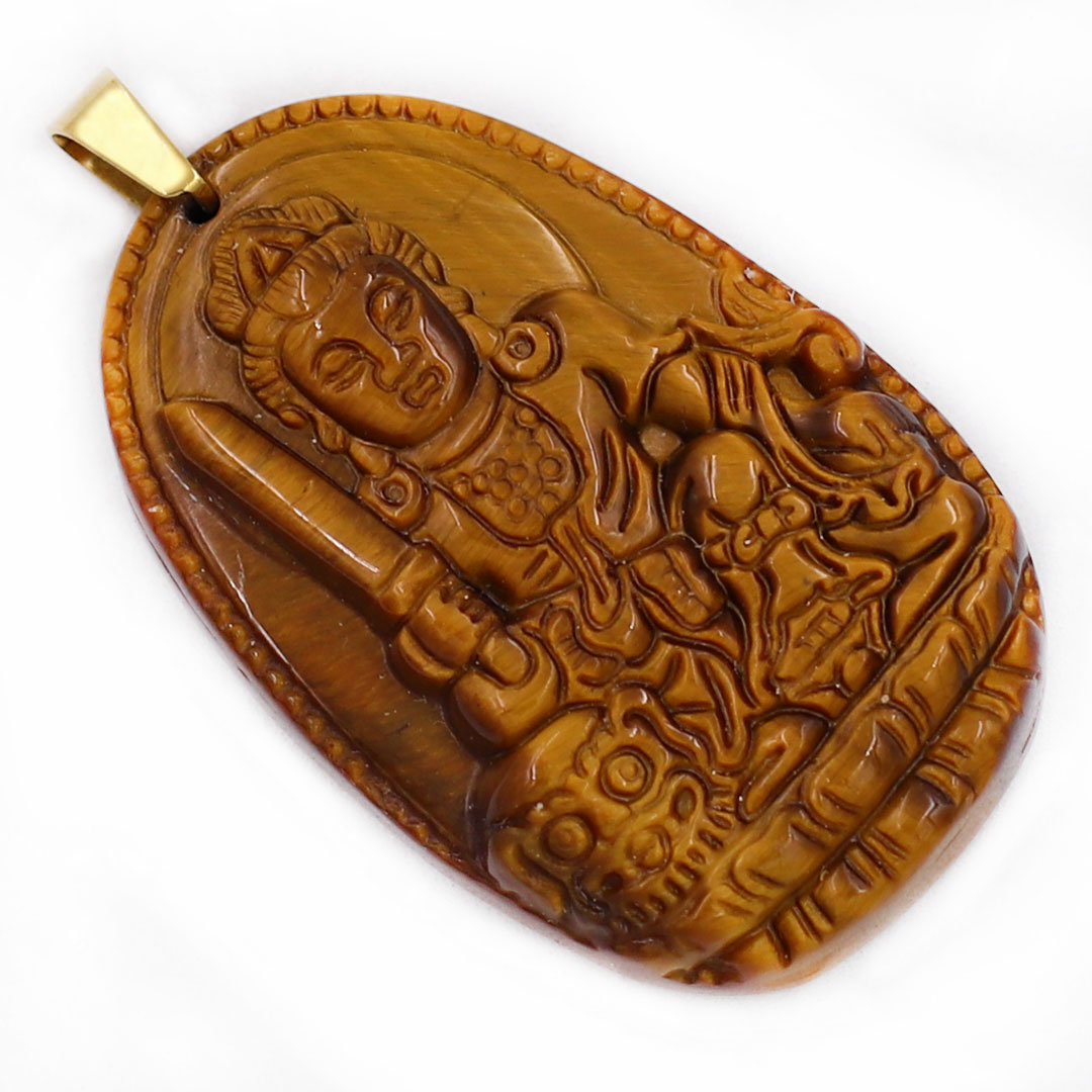 Mặt Phật Văn Thù Bồ Tát đá mắt hổ 3.6cm