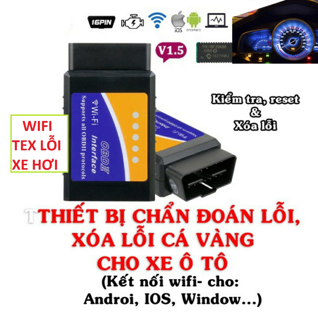 LOẠI TỐT) Máy kiểm tra đọc xóa lỗi OBD2 ô tô bản wifi mẫu mới tex nhanh khắc phục báo lôi trên ô tô