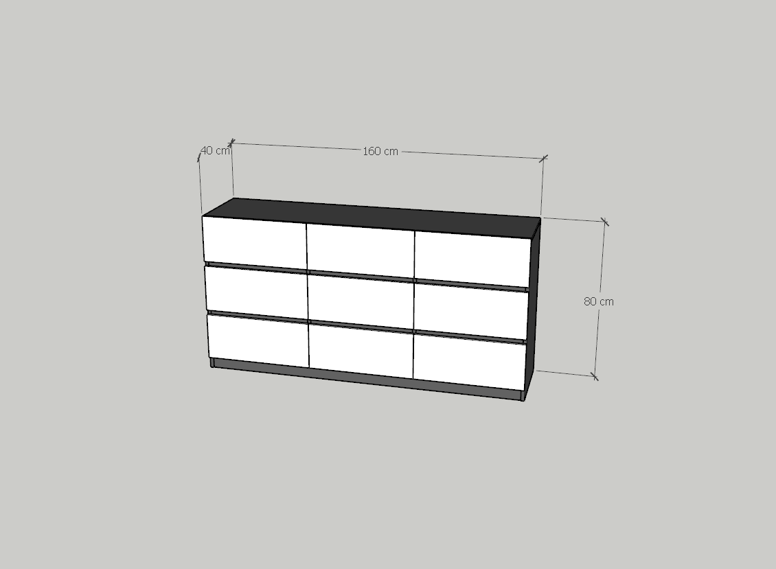 HAPPY FURNITURE , Tủ lưu trữ 9 ngăn kéo - KALA, THK_288, 160cm x 40cm x 80cm DxRxC