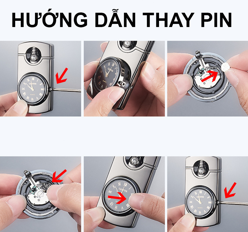 Bật Lửa Khè Kiêm Đồng Hồ Có Đèn 2in1 – Xài Gas