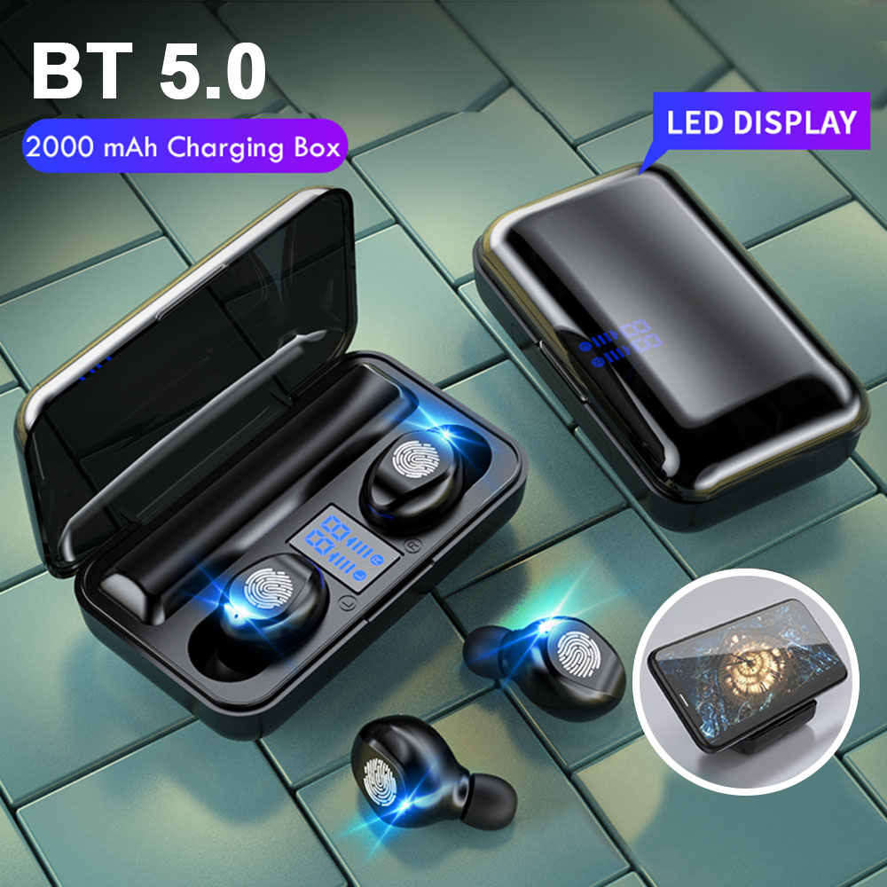 Tai Nghe Không Dây Nhét Tai F9 TWS Âm Thanh Nổi Điều Khiển Bằng Cảm Ứng BT5.0 Màn Hình LED Với Hộp Sạc Micrô