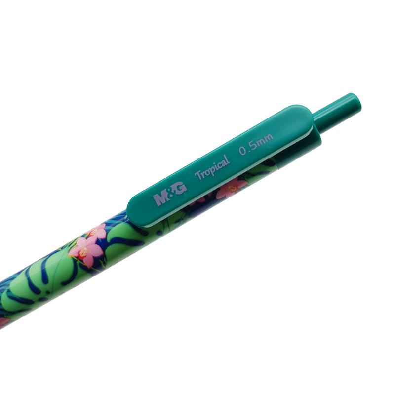 Bút Bi Bấm 0.5mm - M&amp;G ABP46480 - Thân Bút Xanh Lá - Mực Xanh