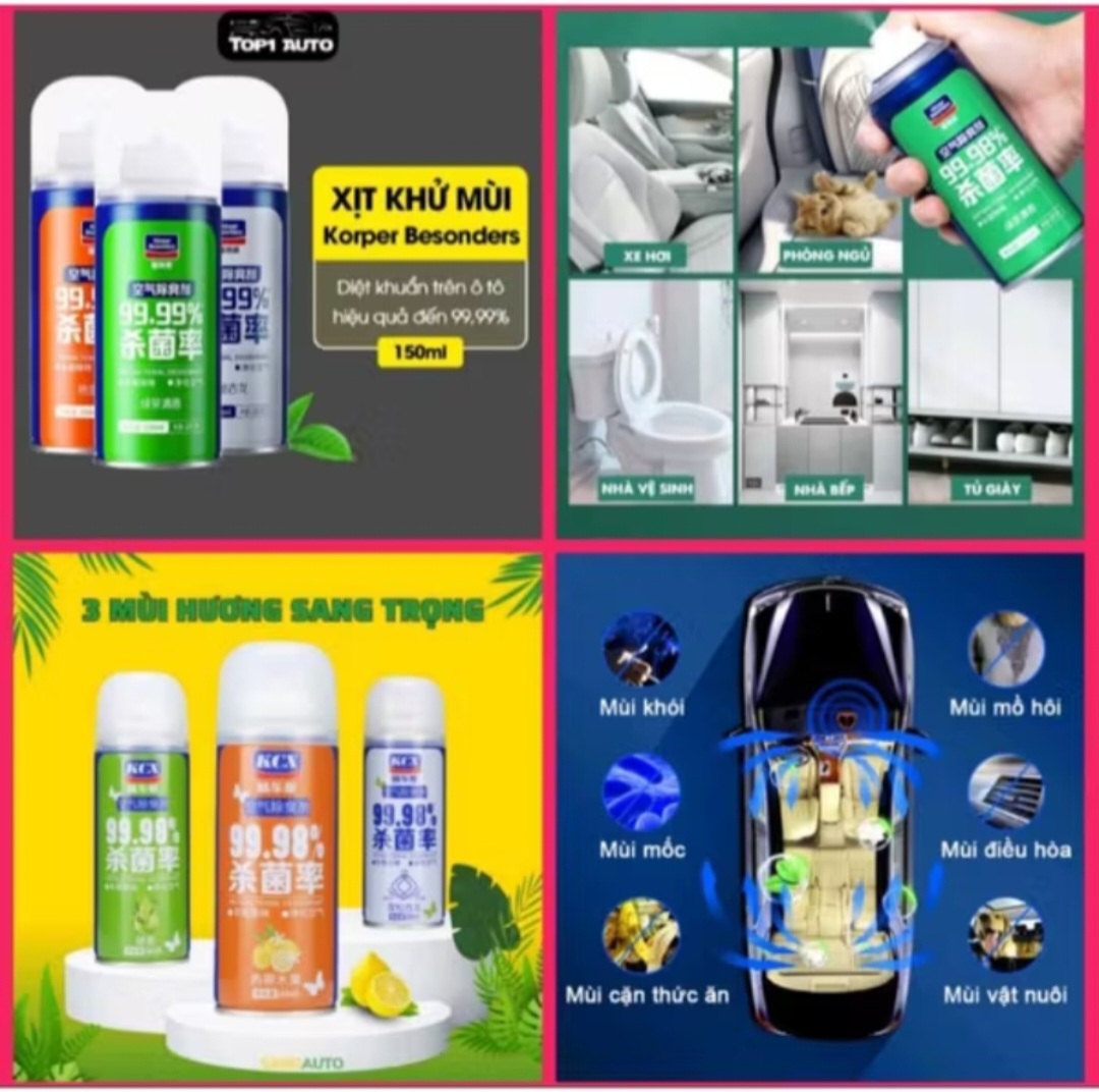 1 CHAI XỊT KHỬ MÙI DIỆT KHUẨN THƠM XE HƠI ÔTÔ MẪU MỚI CHẤT LƯỢNG