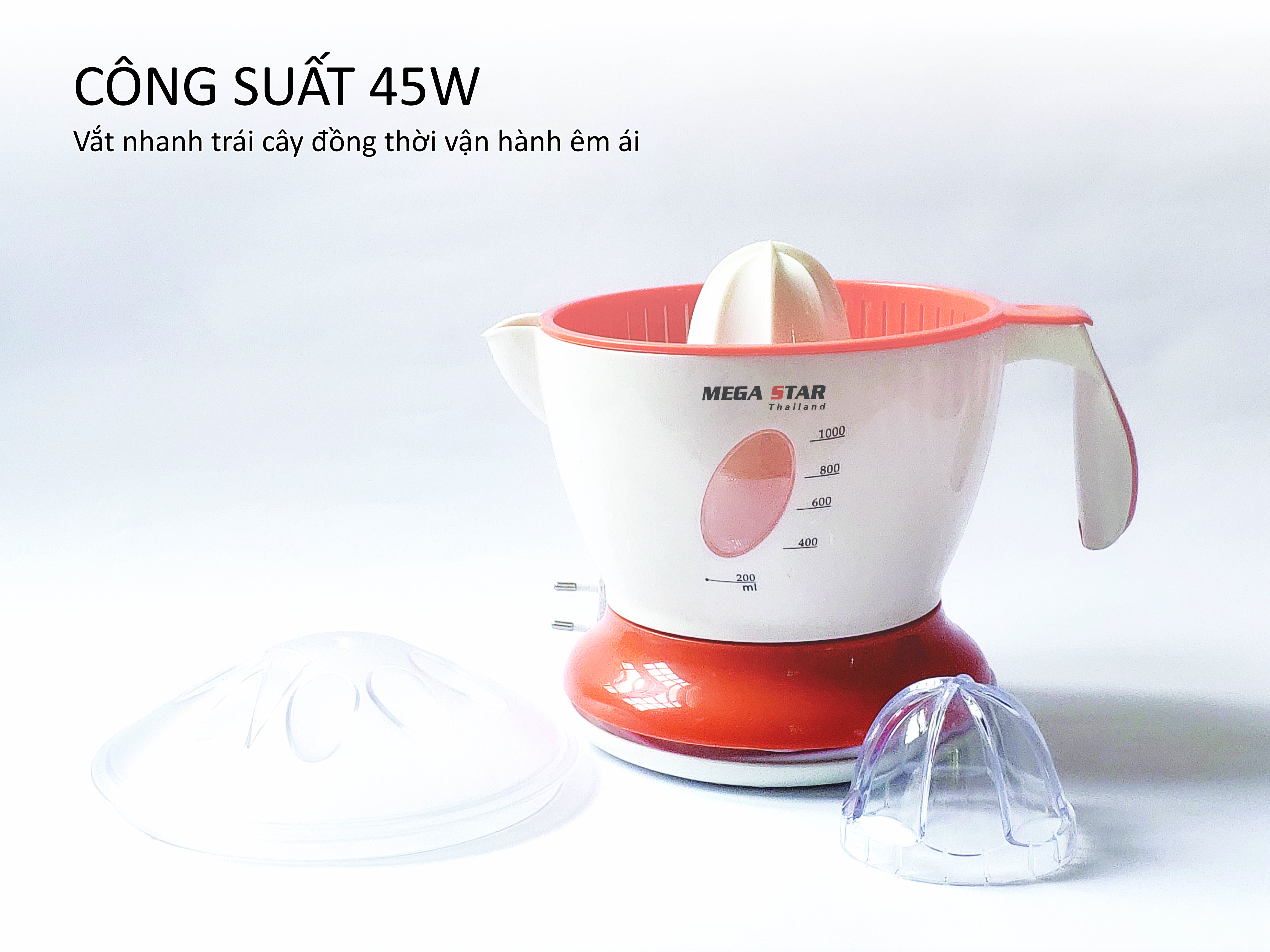 Máy vắt cam Megastar CJ-628 - Dung tích 1000ml, công suất 45W - Hàng chính hãng