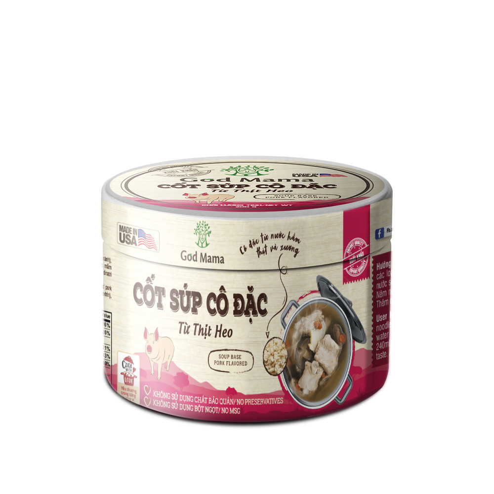 Cốt súp cô đặc - Từ thịt heo - Nấu nước dùng heo tiện lợi - Hũ 200gr - Tiêu chuẩn FDA, không bột ngọt, không chất bảo quản, tốt cho sức khỏe, sản phẩm bán chạy số 1 tại Mỹ