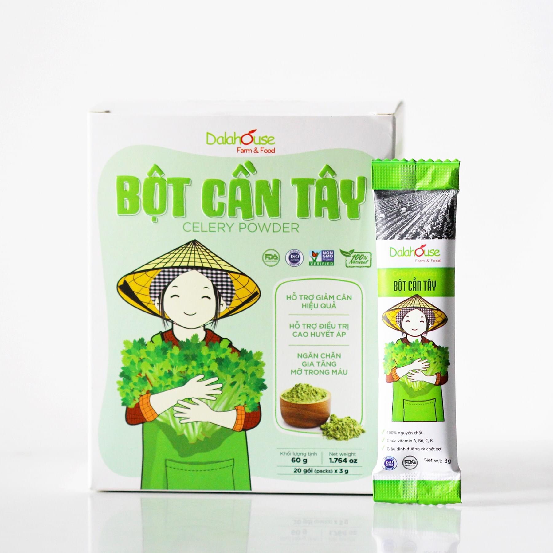 Bột cần tây nguyên chất sấy lạnh Dalahouse - Hỗ trợ giảm cân - Detox thanh lọc cơ thể