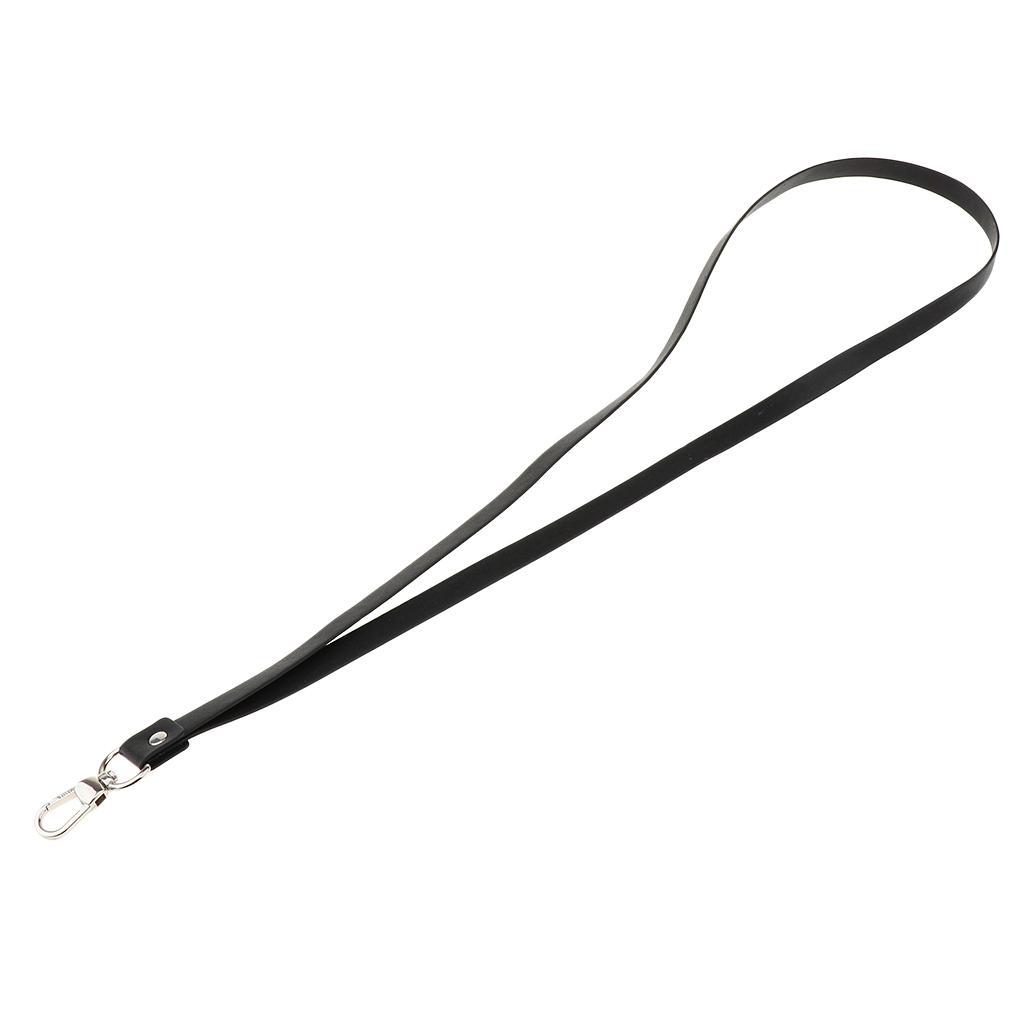 PU Leather Neck Strap Lanyard Metal Clips for ID Cards Badges Black