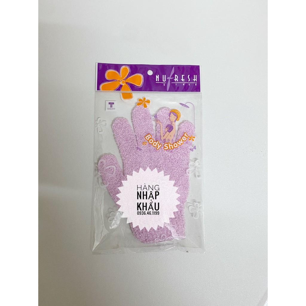 Găng Tay Nu-Fresh 441 Tắm Tẩy Da Chết lưng chân tay đa năng Thái lan