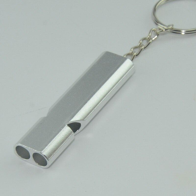 Dual-tube Survival Whistle Portable Aluminum Safety Whistle for Outdoor Hiking Camping Survival Emergency Keychain Multi Tool