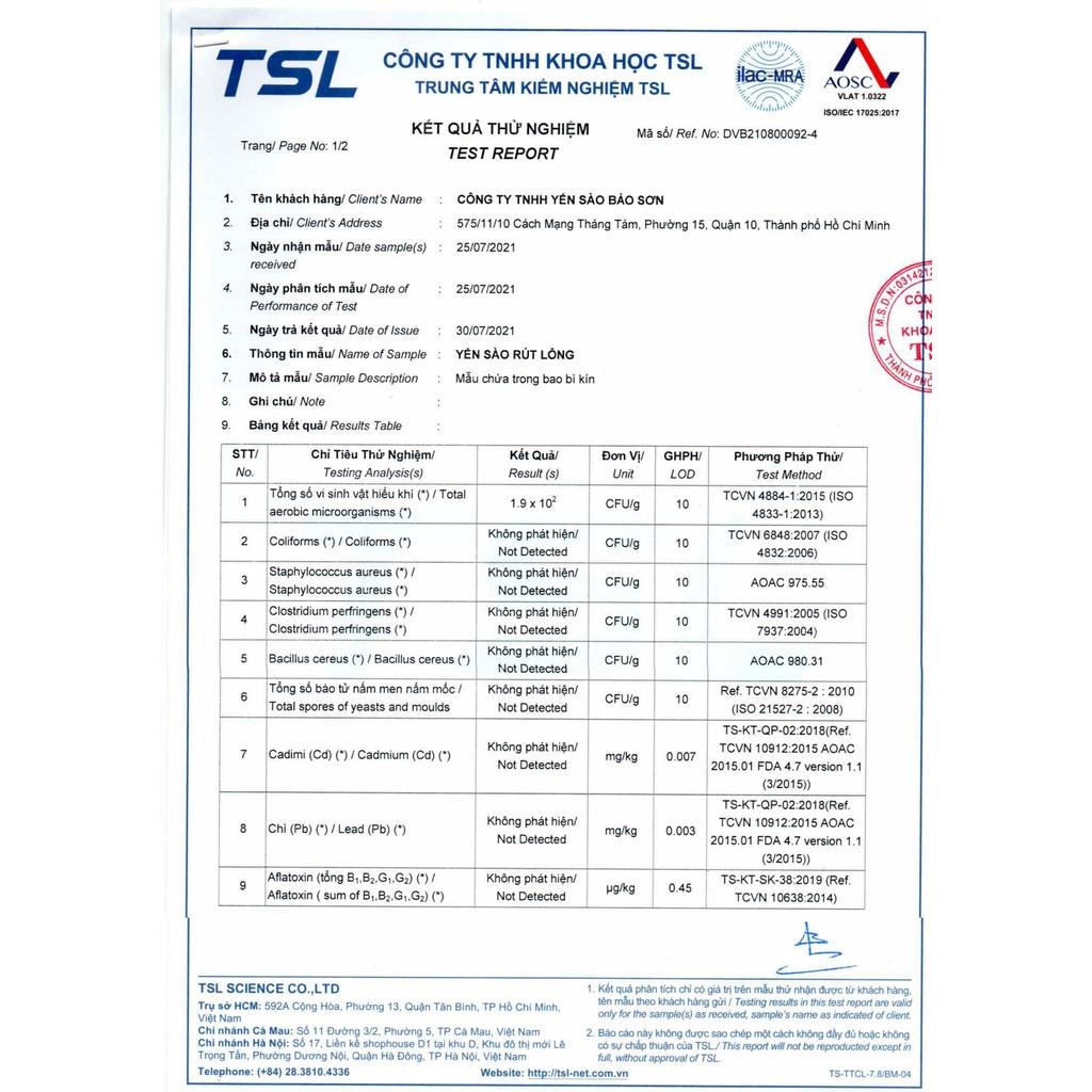 Tổ Yến Rút Lông - Hộp 100gr - Bảo Sơn True Nest