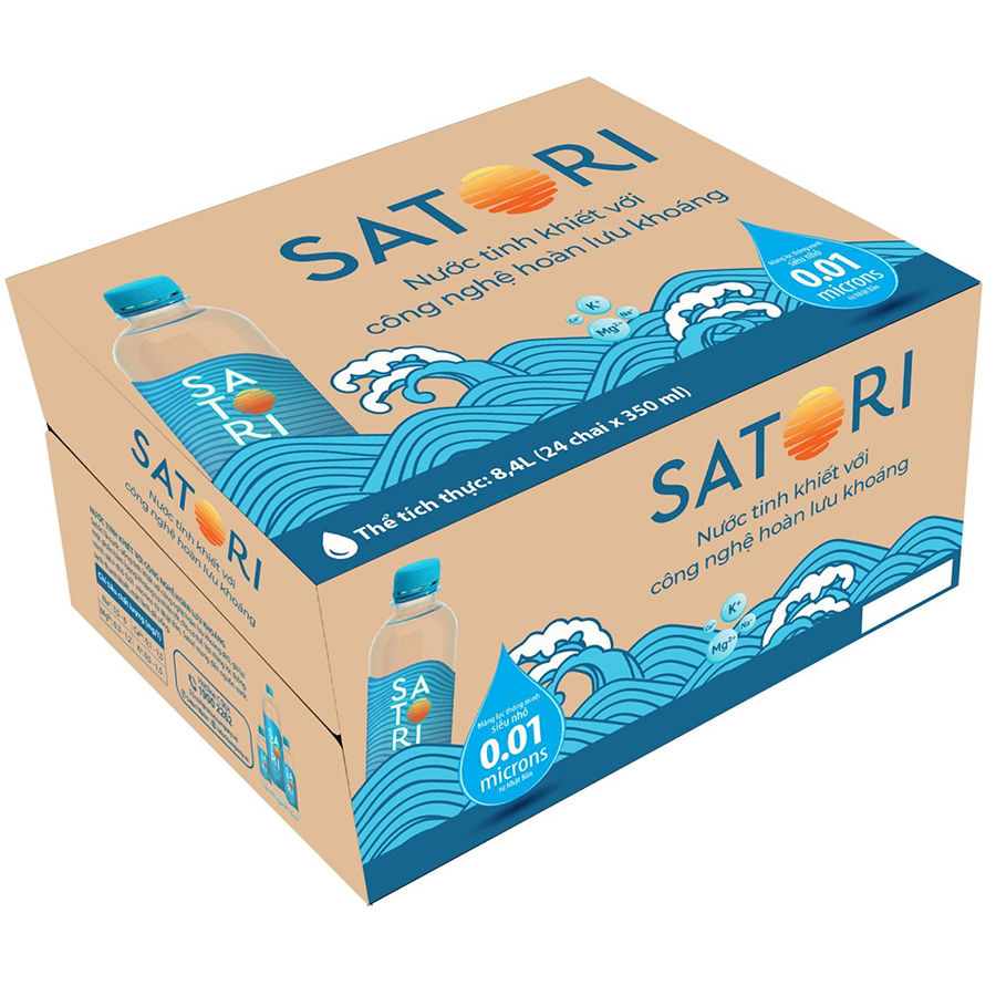 Thùng 24 chai nước tinh khiết Satori 350ml