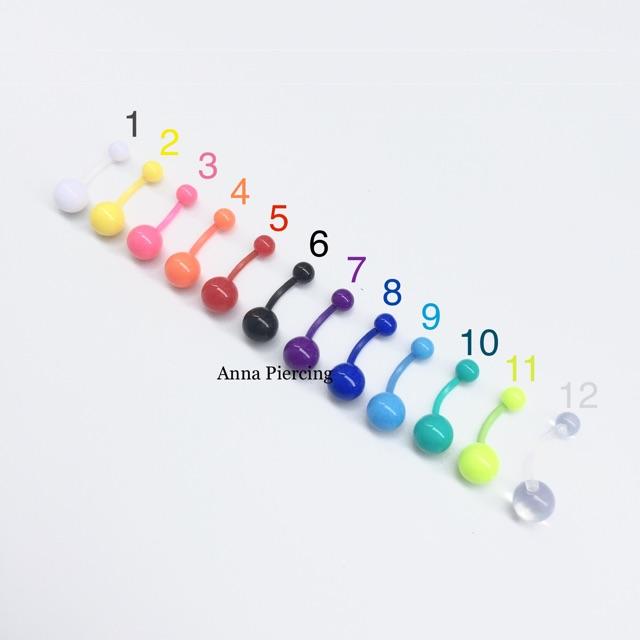 Khuyên rốn nhiều màu sắc bằng nhựa sinh học không gây kích ứng da xỏ khuyên piercing