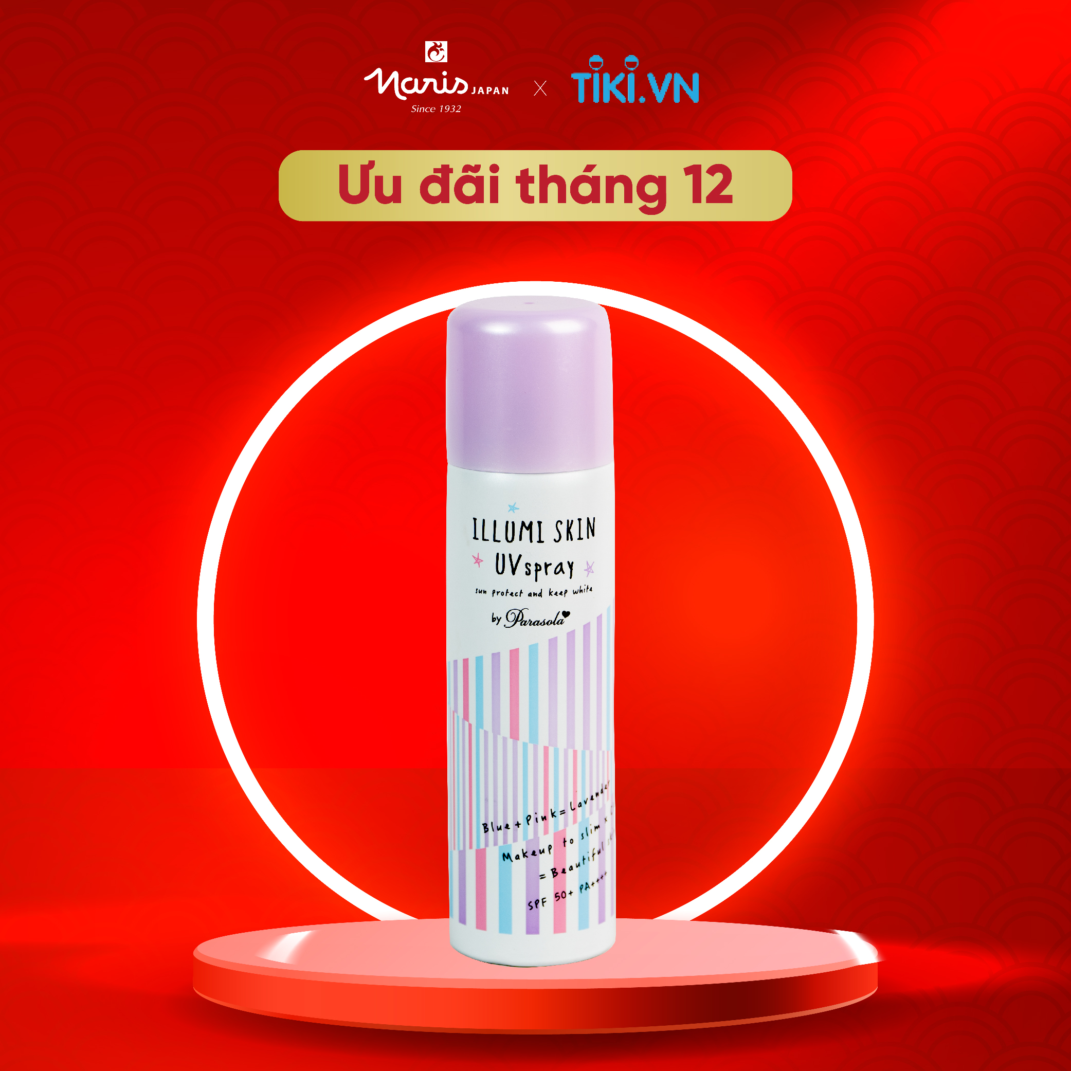 Xịt chống nắng Nhật Bản Naris Parasola Illumi Skin UV Spray SPF50+/PA+++ (80g) – Hàng chính hãng