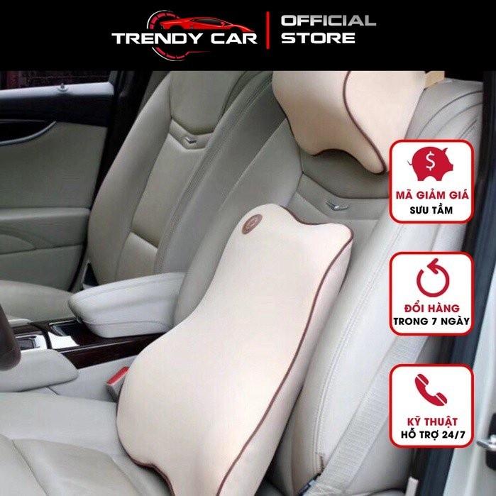 Gối Tựa Đầu, Gối Tựa Lưng Cao Su Non Cao Cấp Dùng Cho Xe Ô Tô gối công thái học, đảm bảo thoáng khí khi lái xe đường xa - Màu đen viền trắng