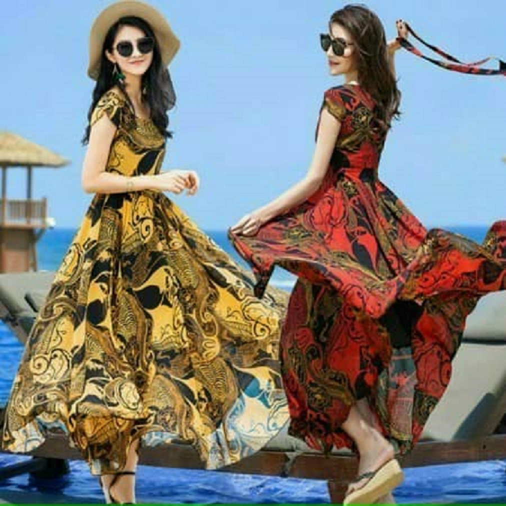 ĐẦM MAXI DÁNG DÀI HỌA TIẾT CAO CẤP