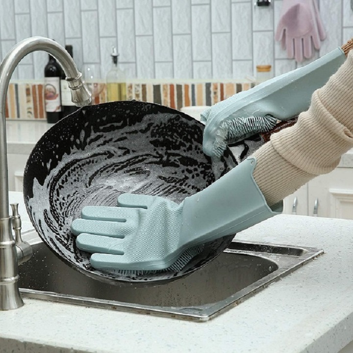 Găng tay silicon tạo bọt rửa bát đa năng tiện dụng