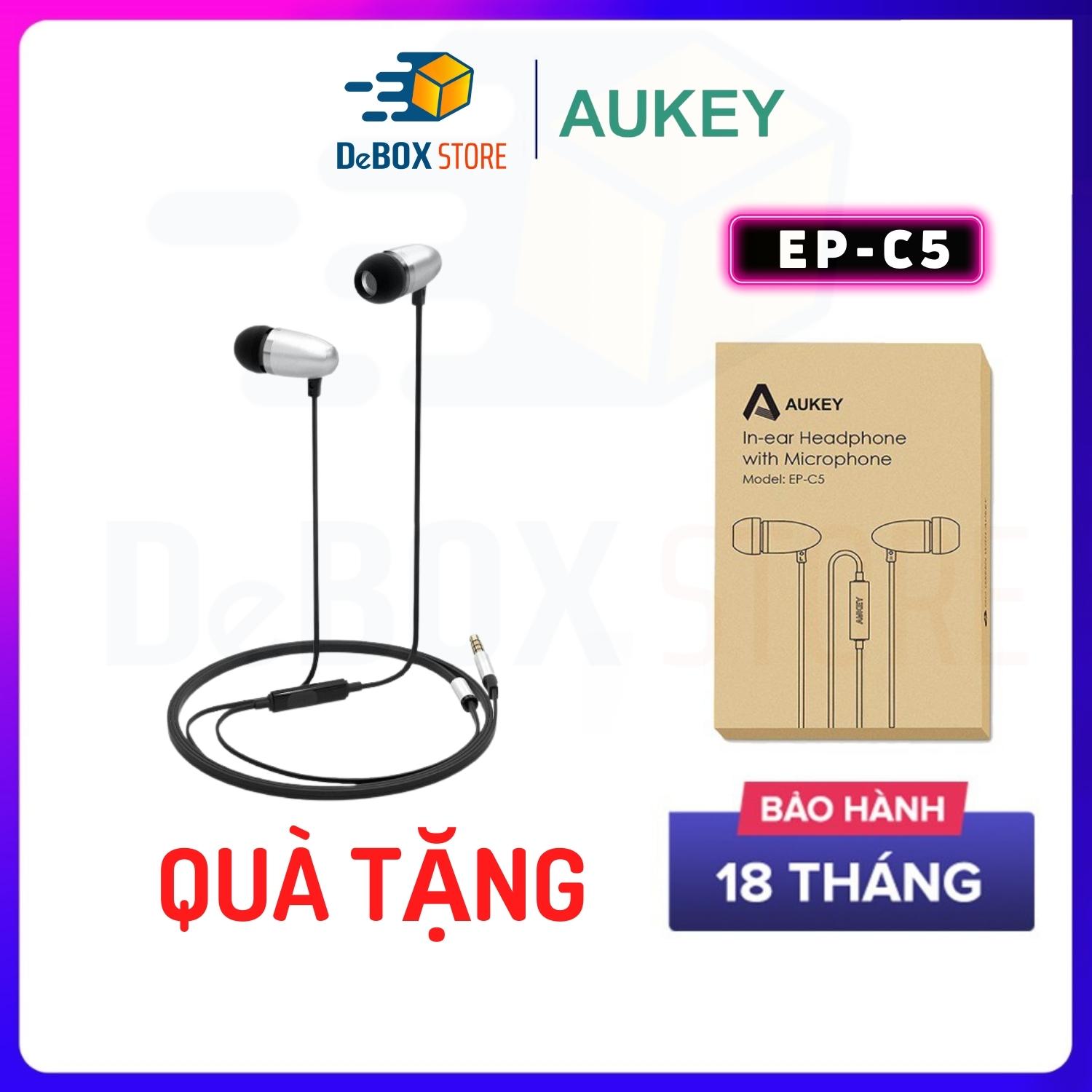 Tai nghe Có dây AUKEY In Ear chống ồn kèm Mic EP-C5 - Hàng Chính Hãng