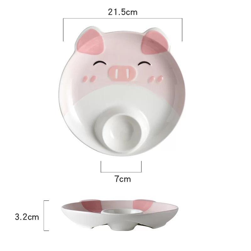 Đĩa Sứ Có Ngăn Chấm Hình Con Vật CuTe