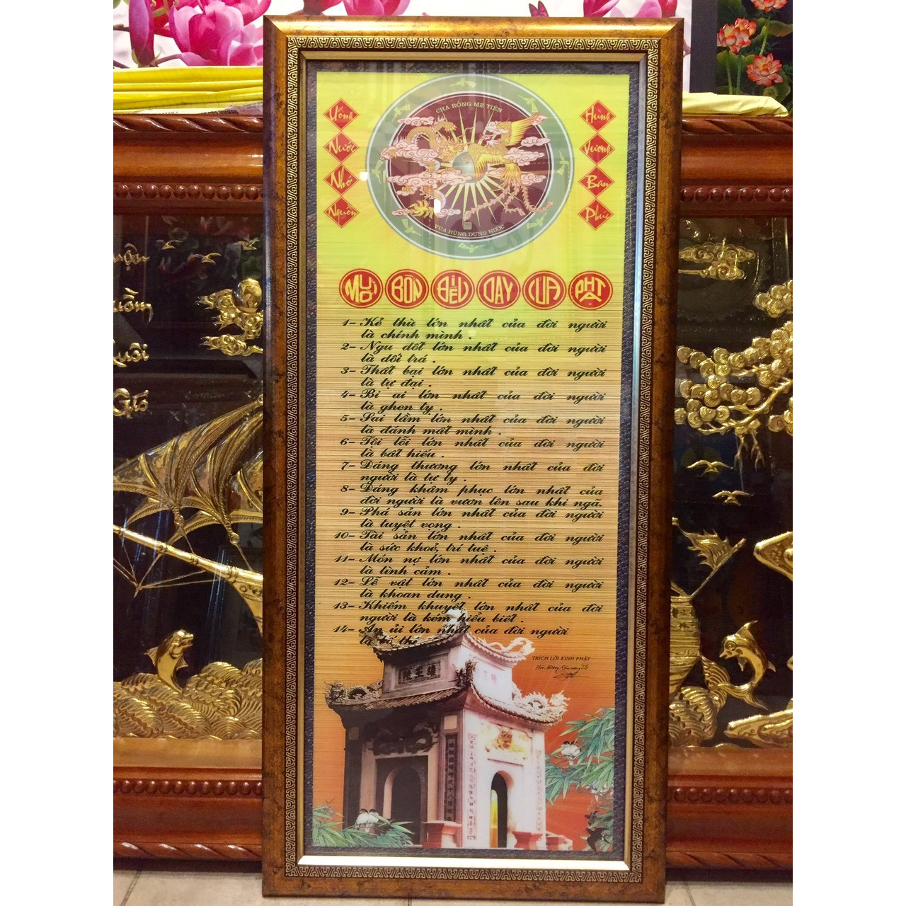 Cặp tranh in, uống nước nhớ nguồn , hùng vương ban phúc IN9798