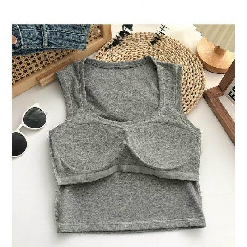 Áo Bra nữ sát nách cổ vuông dáng croptop chất thun Mềm Dáng Lửng Sẵn Đệm Ngực hàng chuẩn loại 1