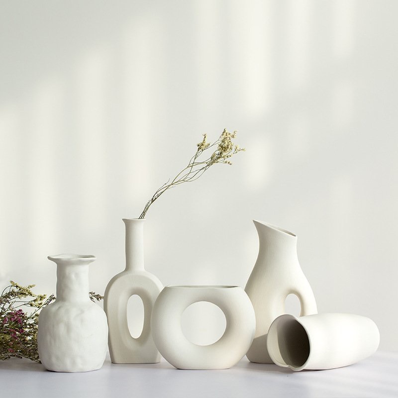 Bình gốm nghệ thuật trang trí nhà cửa, Bình hoa Minimalist phong cách Hàn Quốc - Decor Fancy