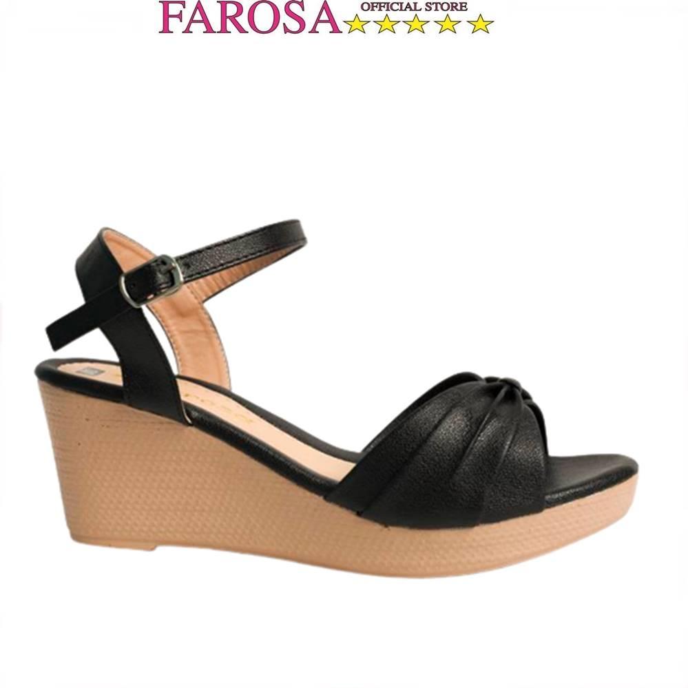 Dép đế xuồng nữ siêu nhẹ 7cm FAROSA - V3 dép sandal đế bằng quai hậu cực hót